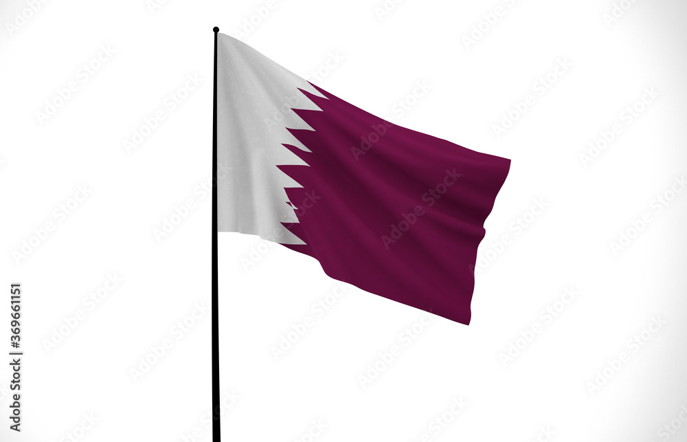 Qatar Flag, Floating Fabric Flag, Qatar, 3D Render Qatar Flag, Floating Fabric Flag, Qatar, 3D Render