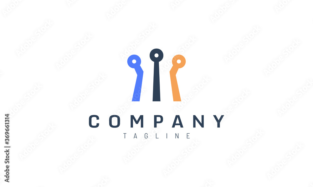 Simple three pillar connection vector design concept. Suitable for company logo and tech startups Simple three pillar connection vector design concept. Suitable for company logo and tech startups
