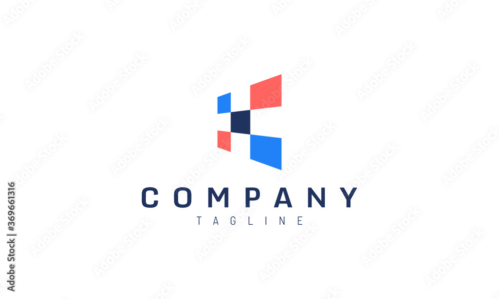 Simple vector design concept of five connected squares. Suitable for tech and data company logo.