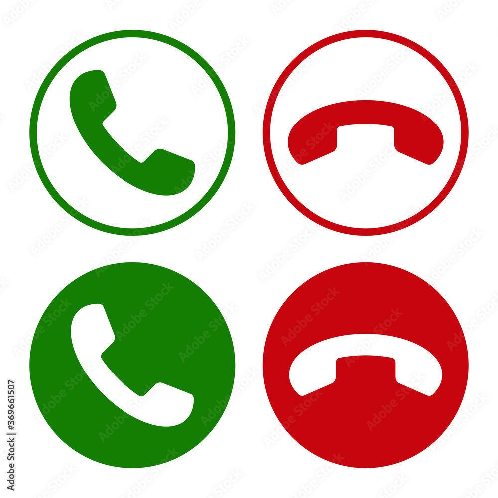 Vecteur Stock Phone icon set. Call application symbol collection. Round button. Flat interface