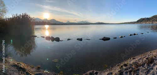 Panorama Sonnenuntergang am See