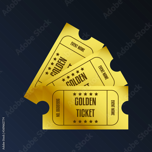 Luxury gold ticket and coupon template vintage vector isolated.