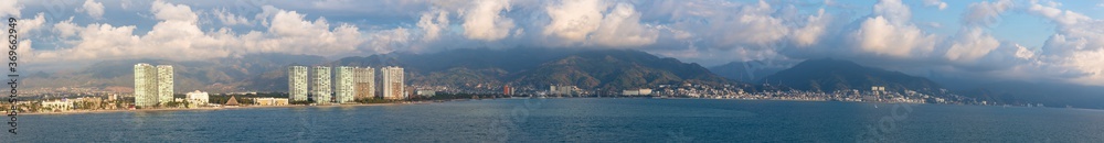 Panoramic view of the Puerto Vallarta sea front, Mexico