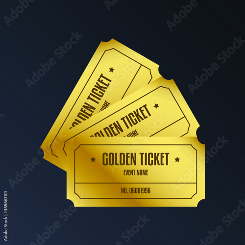 Luxury gold ticket and coupon template vintage vector isolated.