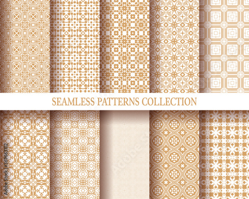 Luxury golden wallpaper. Vintage seamless patterns. Vector background.