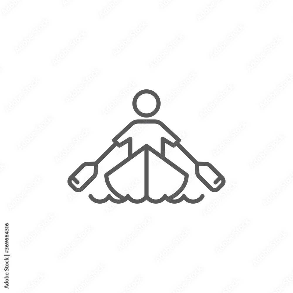 Rowing sport training vector icon symbol isolated on white background