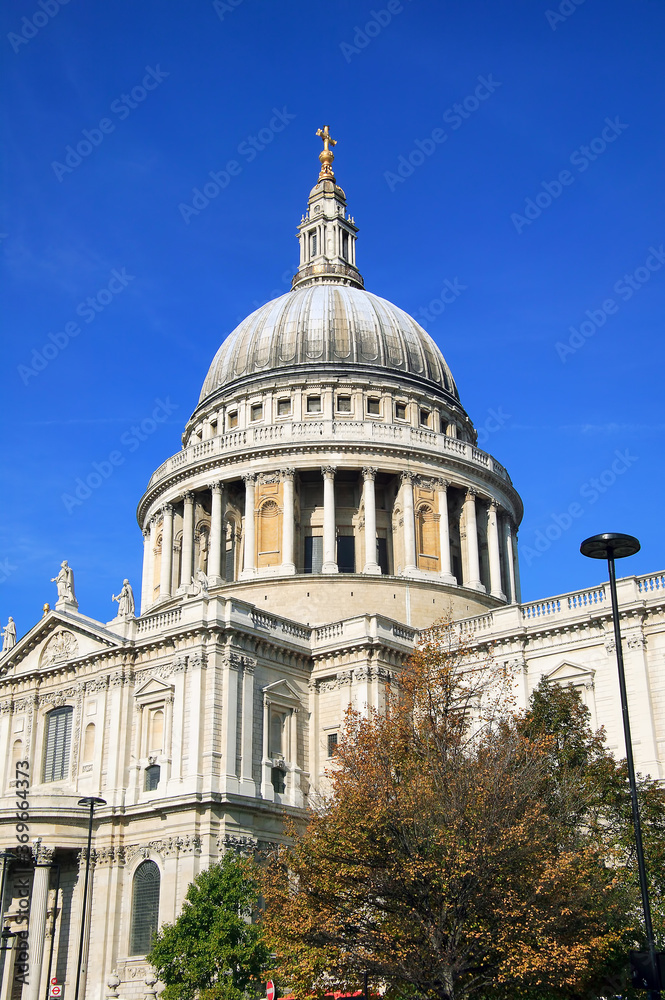 Fototapeta premium St Paul’s Cathedral London England UK built by Sir Christopher Wren which a popular tourism travel destination visitor landmark of the city stock photo