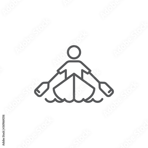 Rowing sport training vector icon symbol isolated on white background