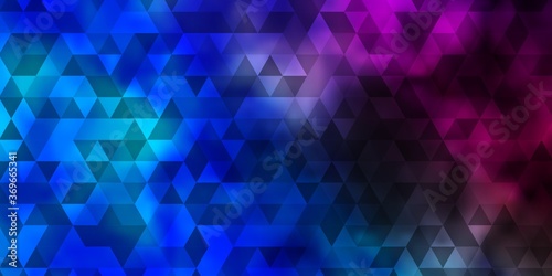 Dark Pink, Blue vector background with triangles.