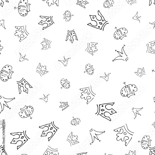 Seamless pattern of doodle queen or king crowns