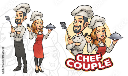 Cartoon Couple Chef