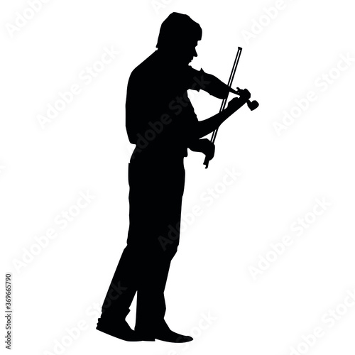 silhouette of a man playing a violin vector illustration