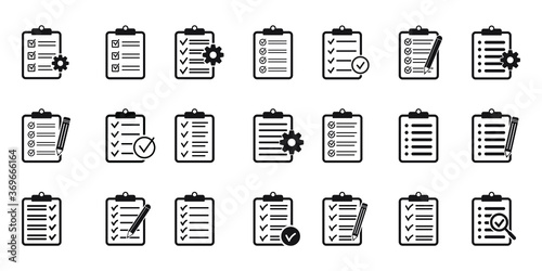 Set of clipboard with checklist icons, symbol for web site and app design. Vector illstration.