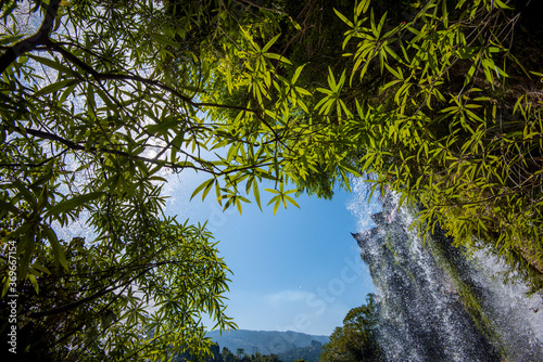 The Wangcun Waterfall at Furong Ancient Town. Amazing beautiful landscape scene of Furong Ancient Town (Furong Zhen, Hibiscus Town), China photo