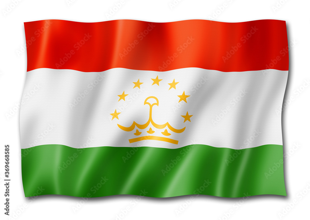 Obraz premium Tajikistan flag isolated on white