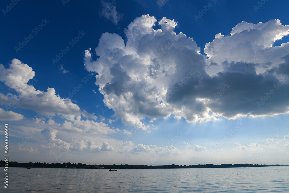 Nature background. Sky over Danube river