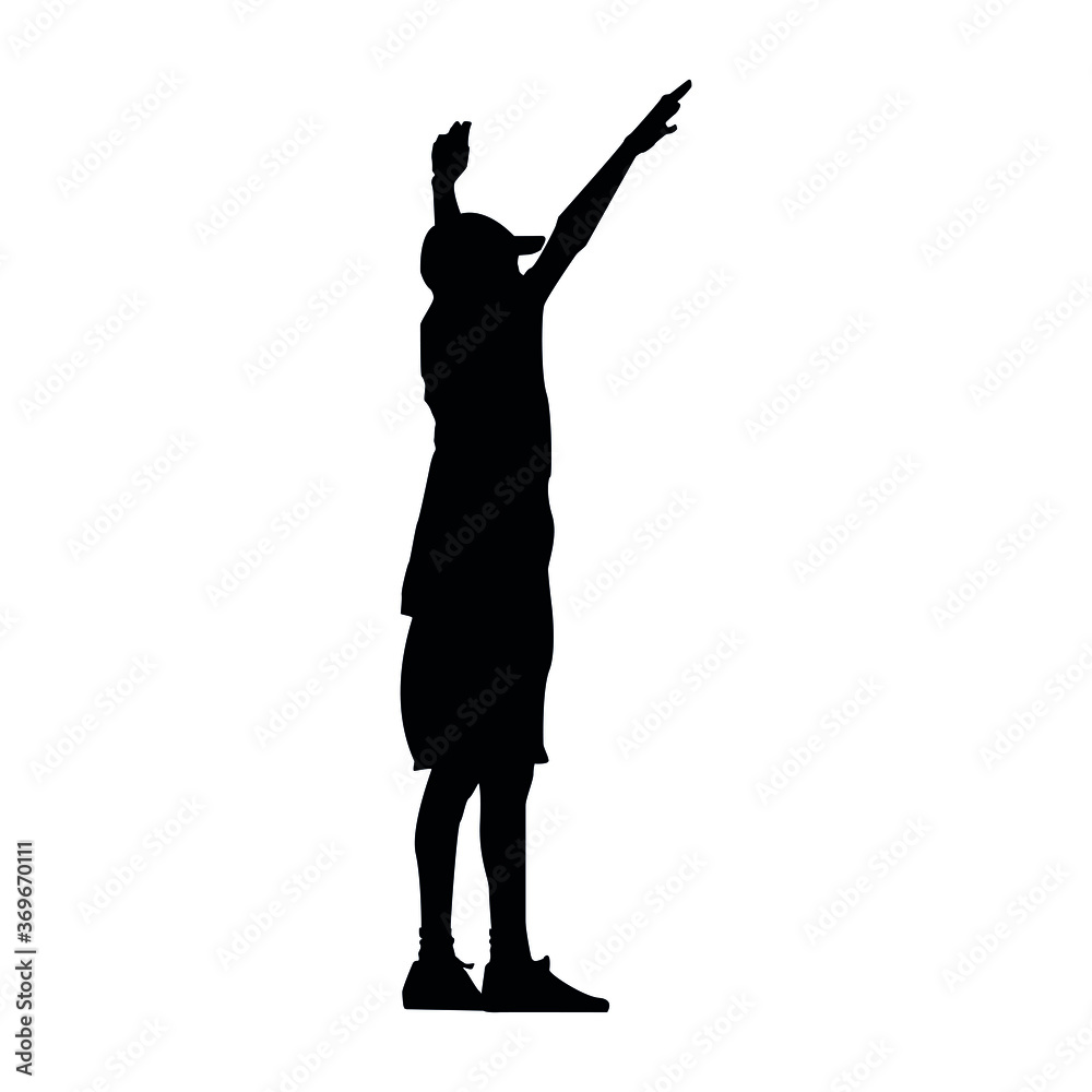silhouette of a happy child with arms raised vector boy illustration 