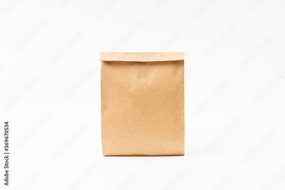 Brown craft paper bag for food packaging template isolated on white background. template mockup collection. Brown craft paper bag for food packaging template isolated on white background. template mockup collection.