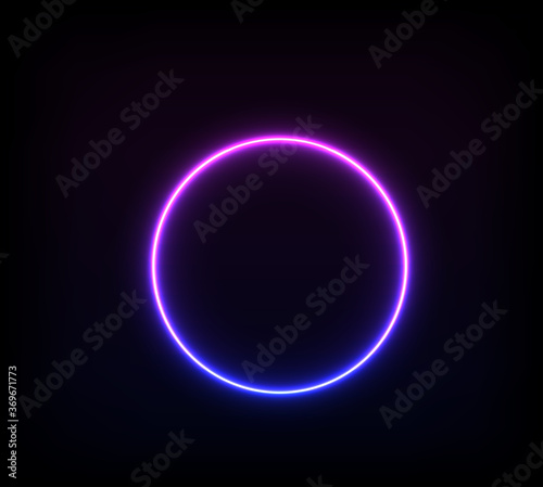 blue pink neon round frame  circle  ring shape  abstract background