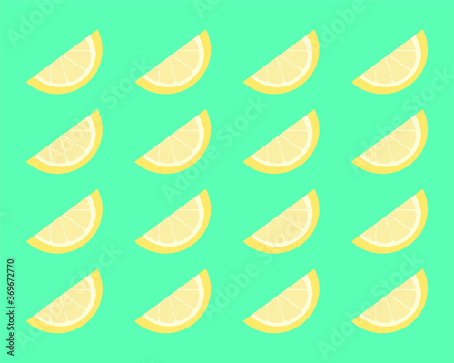 yellow lemons pattern on blue background, refreshing, summer