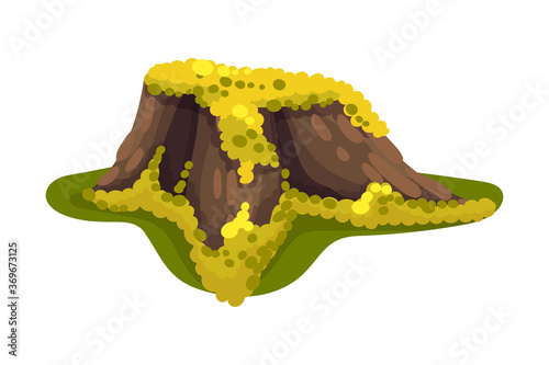 Stump or Tree Stub Covered with Slumpy Moss as Forest Element Vector Illustration