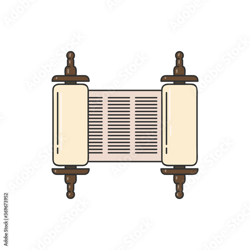 Ancient torah scripts scrolls cartoon icon sketch vector illustration isolated.