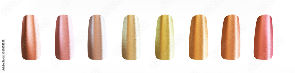 pastel colored shiny and glossy fake finger nails. Cosmetic and beauty concept. 3d illustration pastel colored shiny and glossy fake finger nails. Cosmetic and beauty concept. 3d illustration