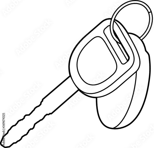 A vector line art illustration of car keys