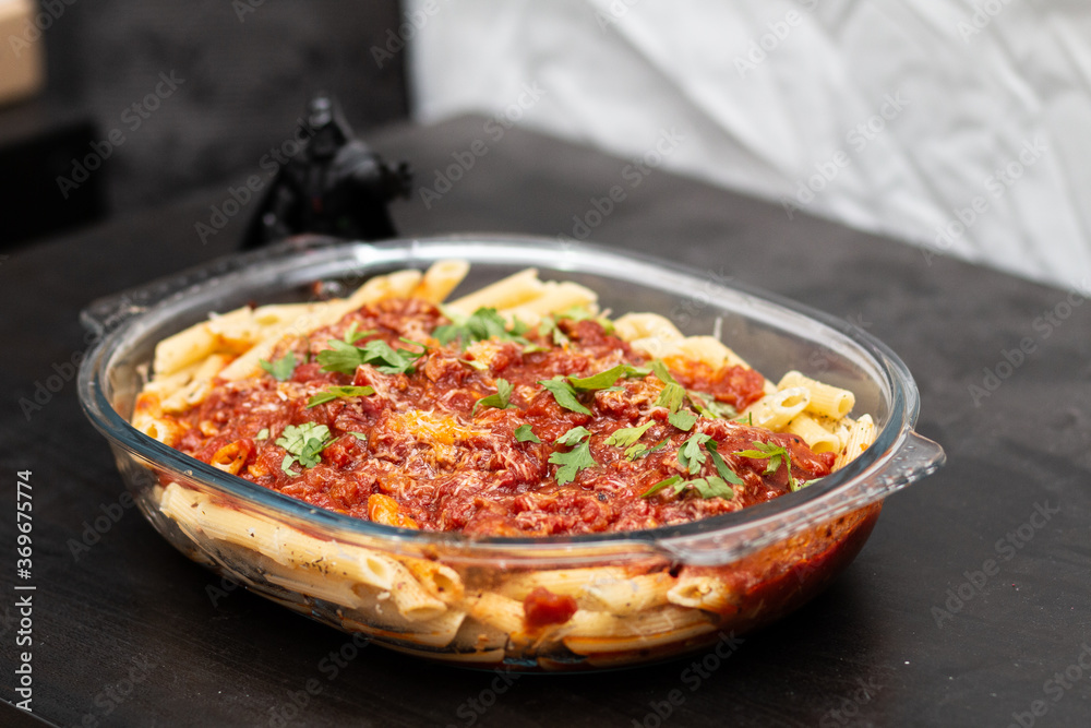 Pasta with spaghetti sauce Pasta with spaghetti sauce