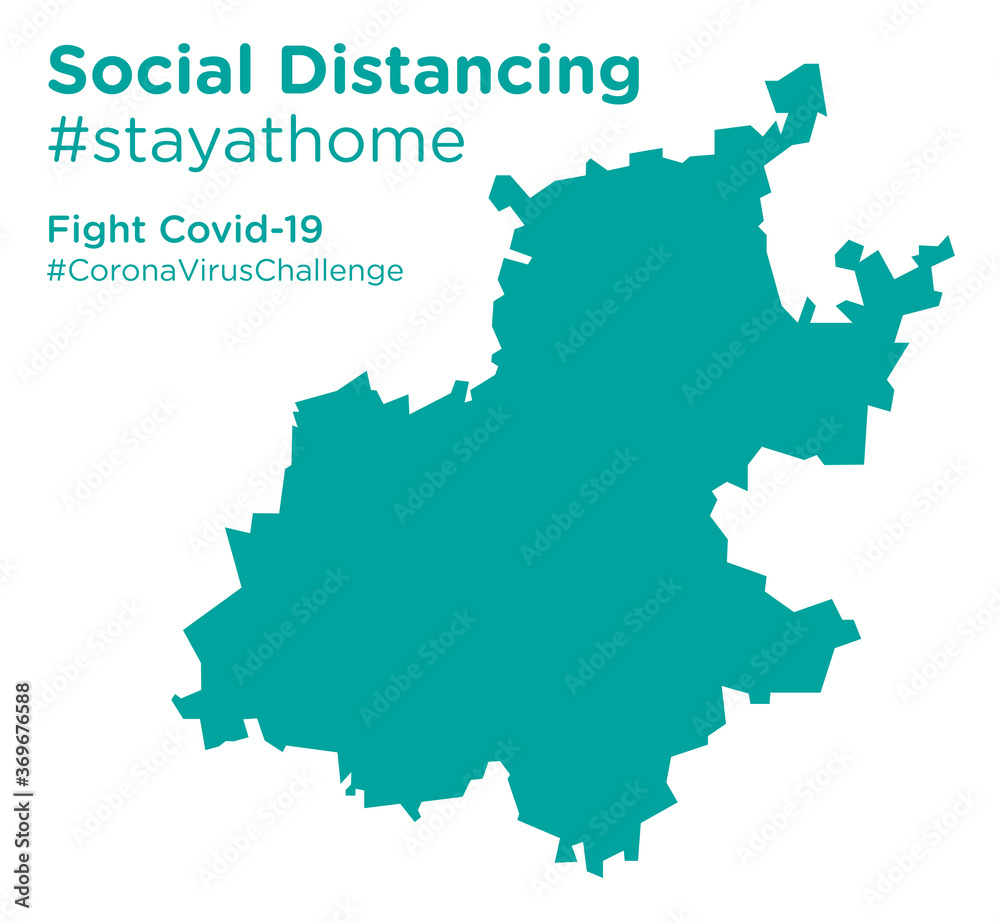 Gauteng South Africa map with Social Distancing stayathome tag
