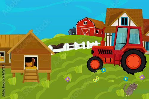 Cartoon ranch farm scene for different usage illustration © agaes8080