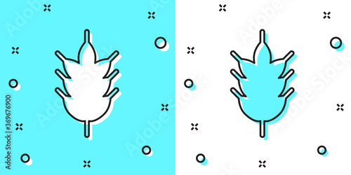 Black line Hop icon isolated on green and white background. Random dynamic shapes. Vector Illustration.