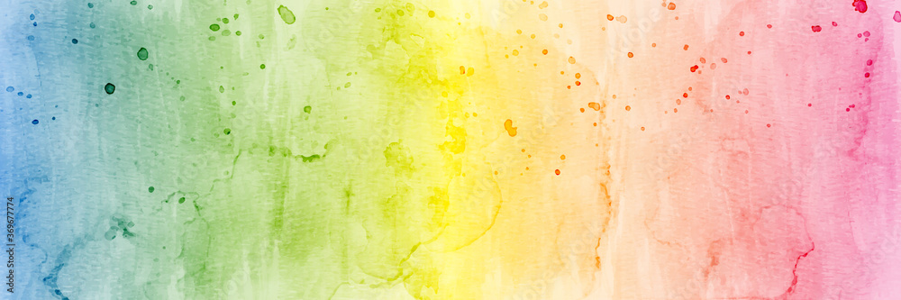 Abstract colorful rainbow stain watercolor for textures background