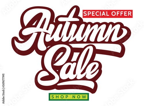 Vector illustration with color inscription Autumn Sale