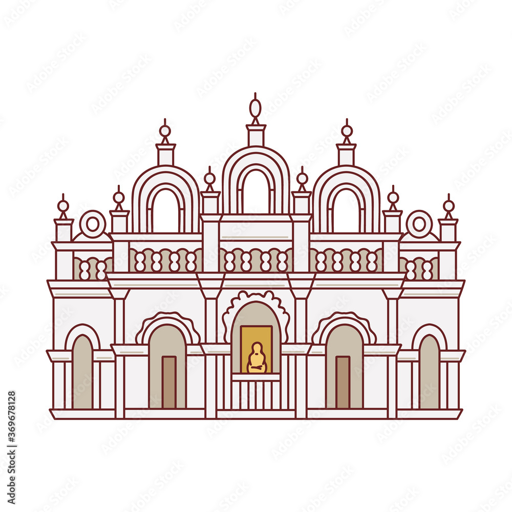 Buddhist temple of Sri Lanka cartoon icon vector illustration isolated.