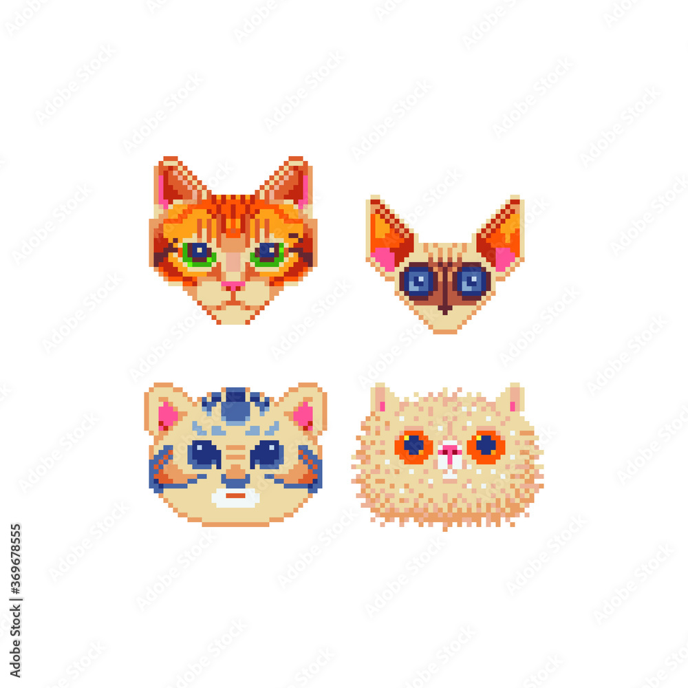 Premium AI Image  cute cat pixel art