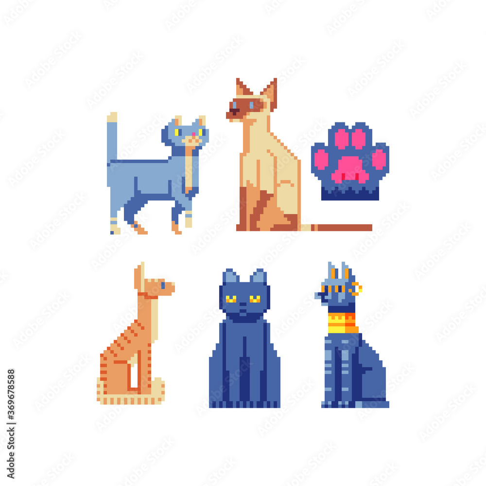 Premium AI Image  cute cat pixel art
