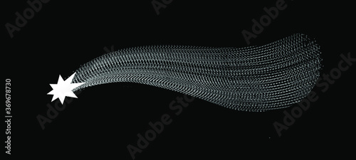 Comet flying in night sky.Vector illustration
