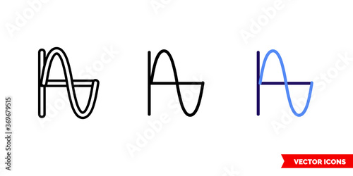 Sine icon of 3 types. Isolated vector sign symbol.
