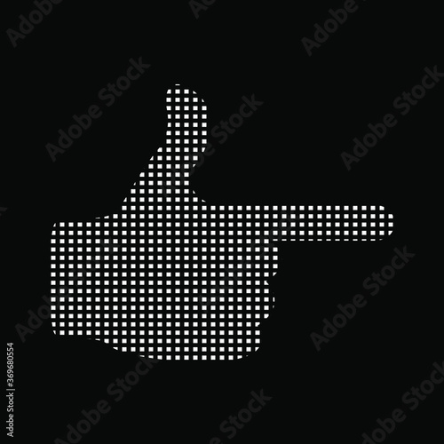 Finger aside white on a black background, vector