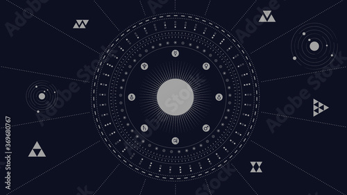 Solar system. Abstract. Line art.