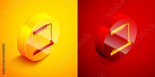 Free Download Isometric Table lamp icon isolated on orange and red background. Table office lamp. Circle button. Vector Illustration. - GFXLoad
