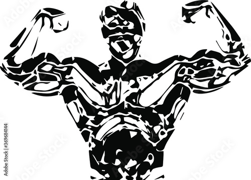 Silhouette of a bodybuilder. gym logo vector. Vector illustration