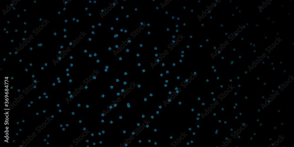 Dark BLUE vector template with neon stars. Shining colorful illustration with small and big stars. Pattern for new year ad, booklets.