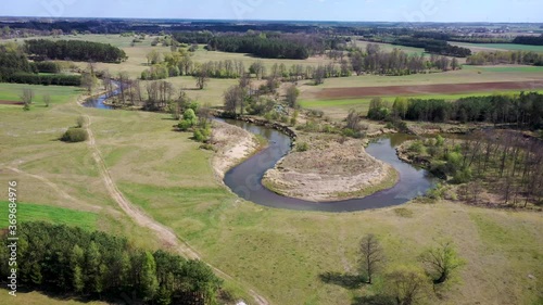 River Liwiec drone view in Wegrow County of Mazowsze region in Poland photo