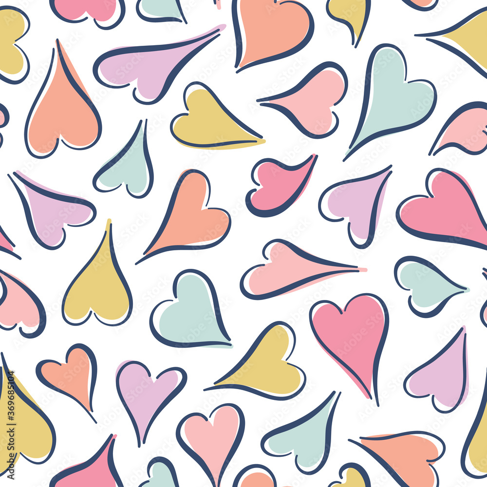 Obraz premium Hearts background pattern design. Fun vector seamless repeat.