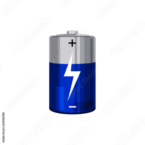 Vector illustration of a battery on a white isolated background.