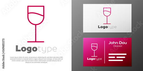 Logotype line Wine glass icon isolated on white background. Wineglass sign. Logo design template element. Vector Illustration.