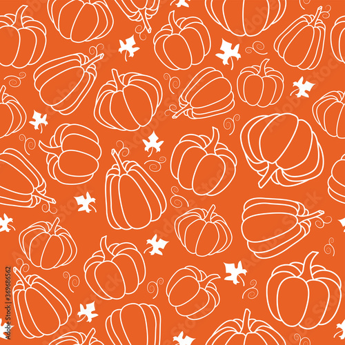 Autumn pumpkin pattern in doodle style. Suitable for decorating autumn holidays, Halloween, various food items and fun prints.