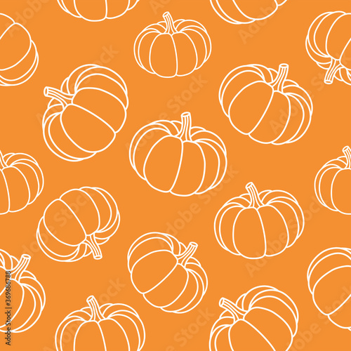Autumn pumpkin pattern in doodle style. Suitable for decorating autumn holidays, Halloween, various food items and fun prints.